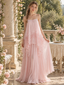 Wholesale Pink Tiered Ruffle Maxi Dress