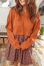 Orange Solid Long Sleeve Patchwork Floral Flared 2-in-1 Mini Dress