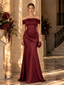 Wholesale Burgundy Off Shoulder Mermaid Evening Gown