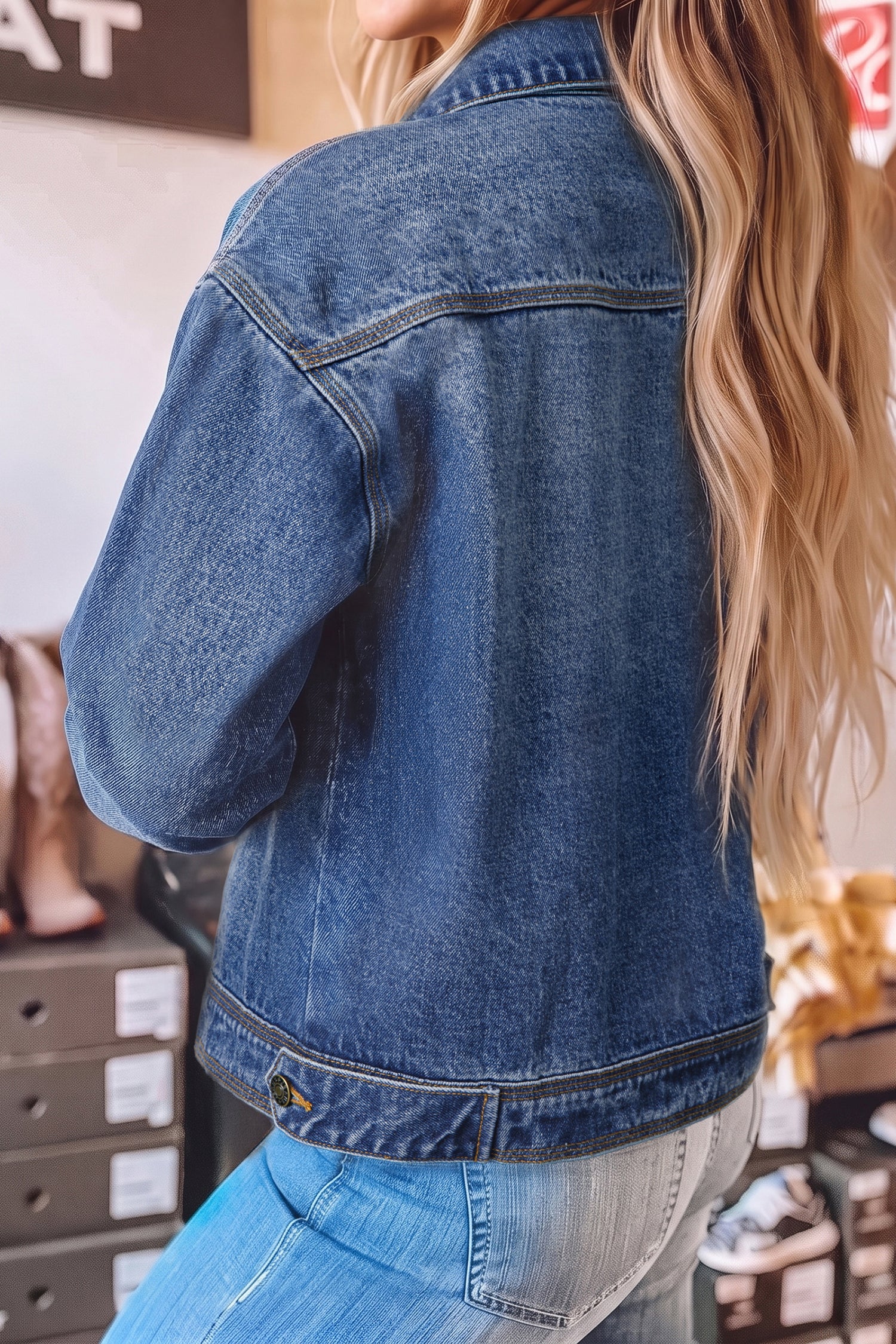 Sail Blue Vintage Wash Western Shift Denim Jacket Secondary image