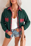 Blackish Green Plaid Pocket Button Long Sleeve Shift Shacket