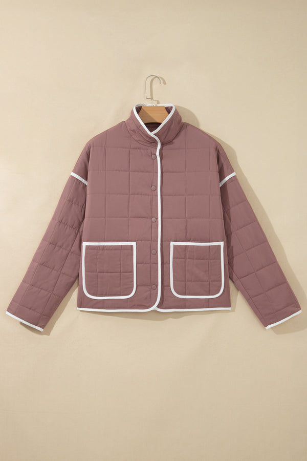 Old Rose Quilted Metal Button Pocket Jacket
