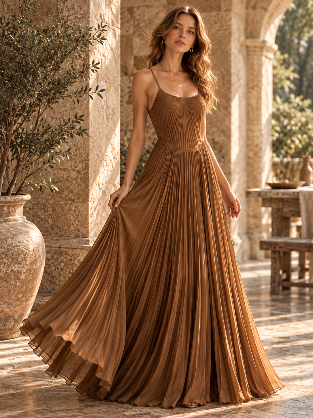 Wholesale French Pleated Sleeveless Evening Dress Secondary image