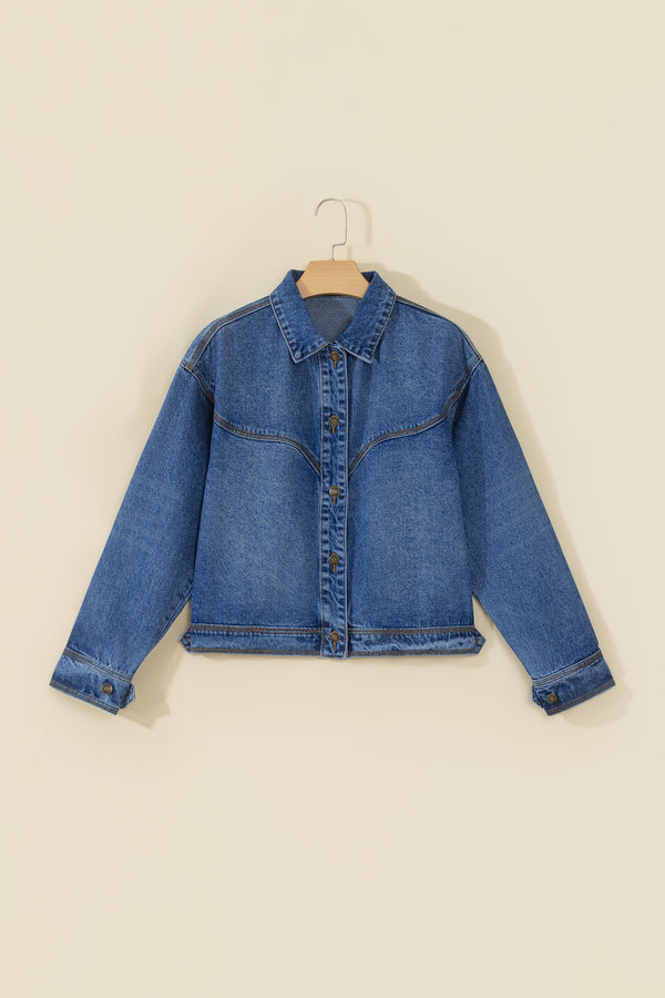 Sail Blue Vintage Wash Western Shift Denim Jacket