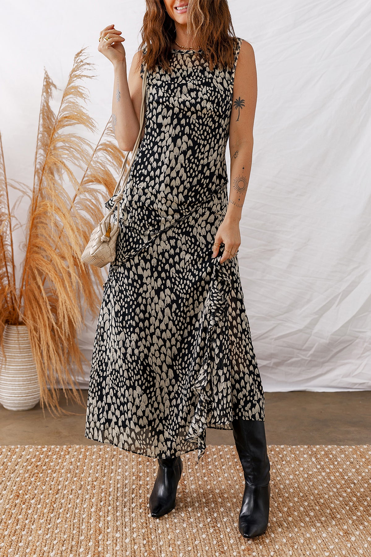 Black Printed Sleeveless Maxi Dress Main image