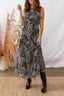 Black Printed Sleeveless Maxi Dress