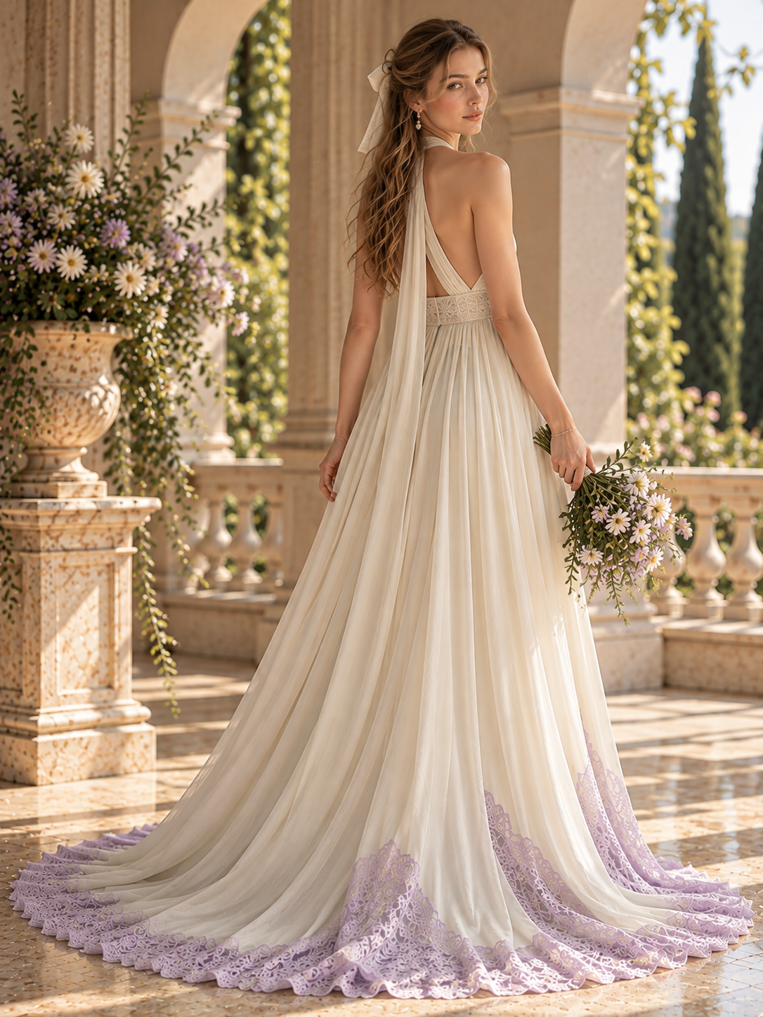 Wholesale Elegant Halter Neck Formal Maxi Dress