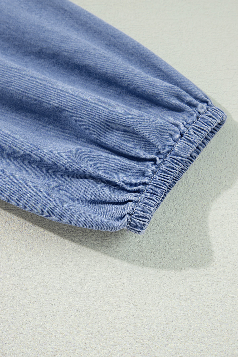 Myosotis 100% Cotton Chambray Deep V Neck Bracelet Sleeve Maxi Dress