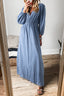 Myosotis 100% Cotton Chambray Deep V Neck Bracelet Sleeve Maxi Dress