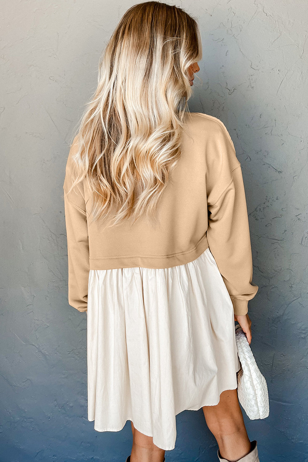 Pale Khaki Sweatshirt Poplin Mini Dress Secondary image