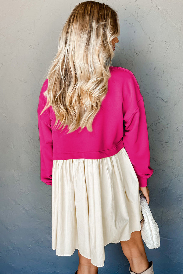 Pale Khaki Sweatshirt Poplin Mini Dress