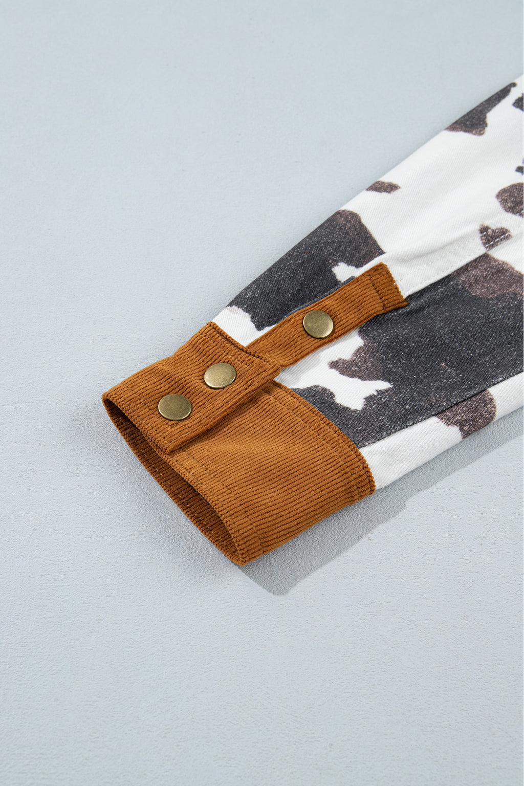 Multicolour 100% Cotton Western Cow Print Long Sleeve Button-Up Denim Jacket