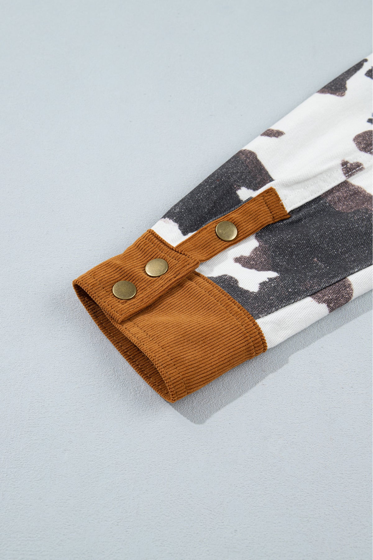 Multicolour 100% Cotton Western Cow Print Long Sleeve Button-Up Denim Jacket