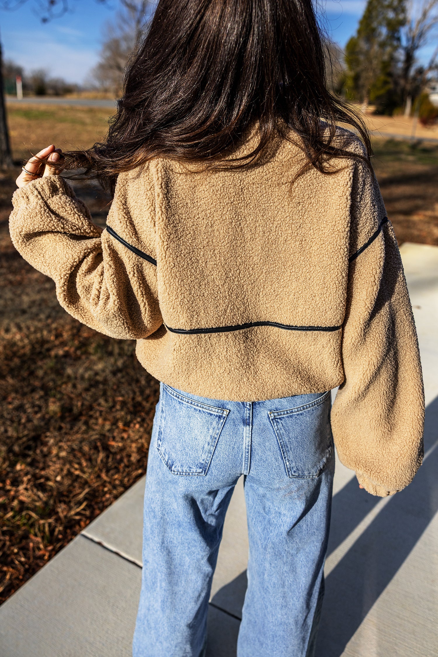 Parchment Drop Shoulder Collar Long Sleeve Fleece Regular Fit Jacket Secondary image